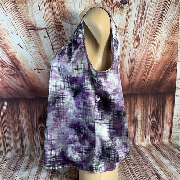 Chico's Sz 2 US 12 Large Purple Gray Scoop Neck Sleeveless Tank Top Shirt Blouse - Picture 2 of 9